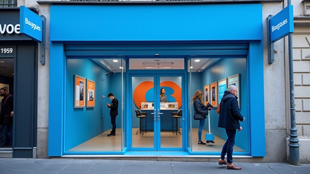 Logo Bouygues Telecom sur la façade d'un magasin avec un design moderne
