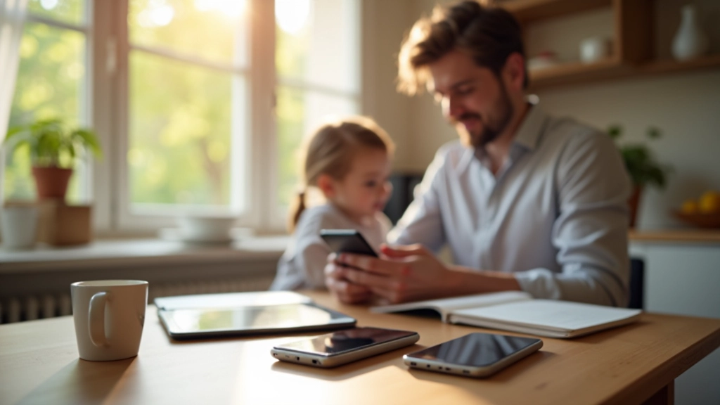 Famille française consultant des plans télécom à la maison